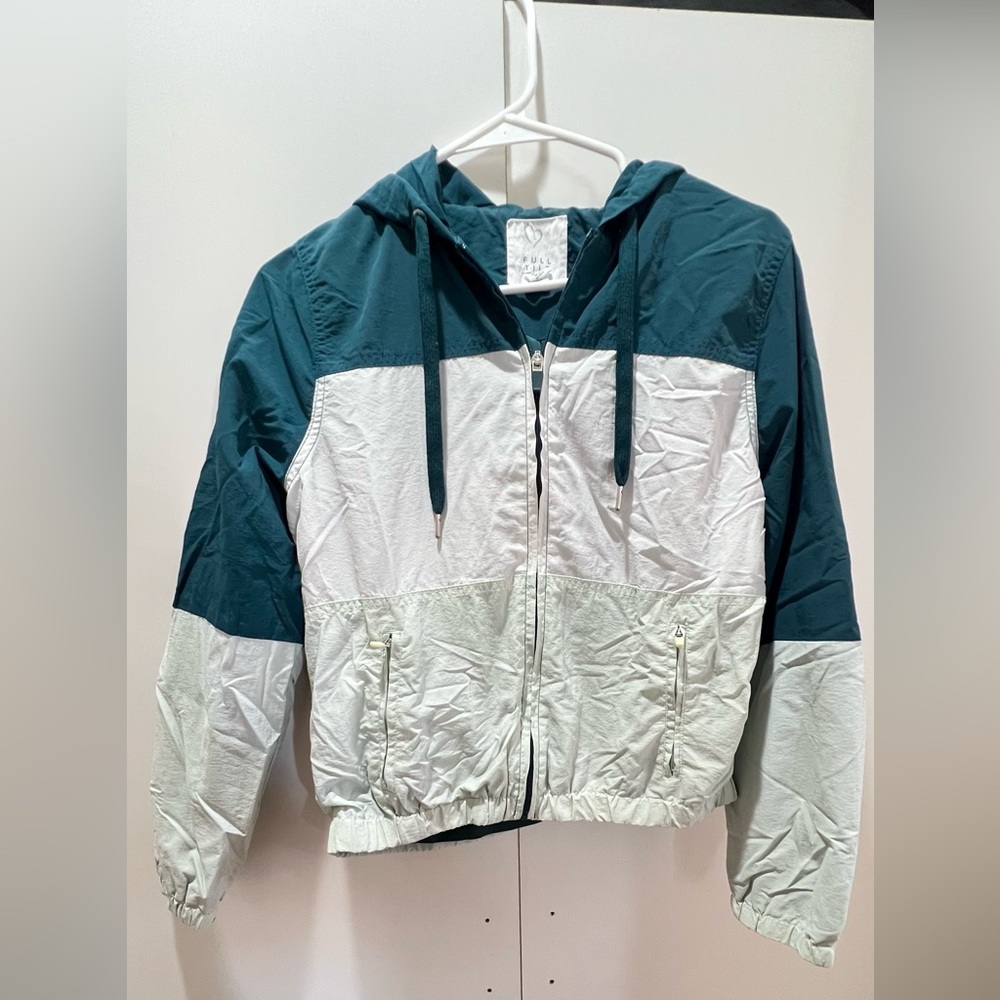 Teal color block light Jacket